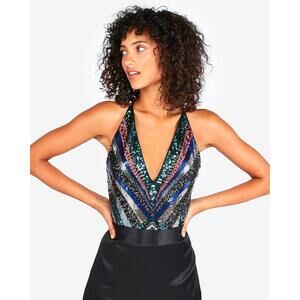 Express colorful sequin bodysuit  sleeveless - women's size XL